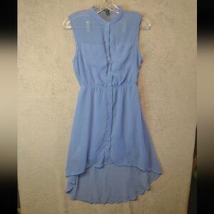 Forever 21 High Low Blue Sleeveless Button Down Dress Size Small